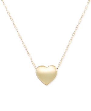 image of Polished Heart Pendant Necklace in 10k Gold