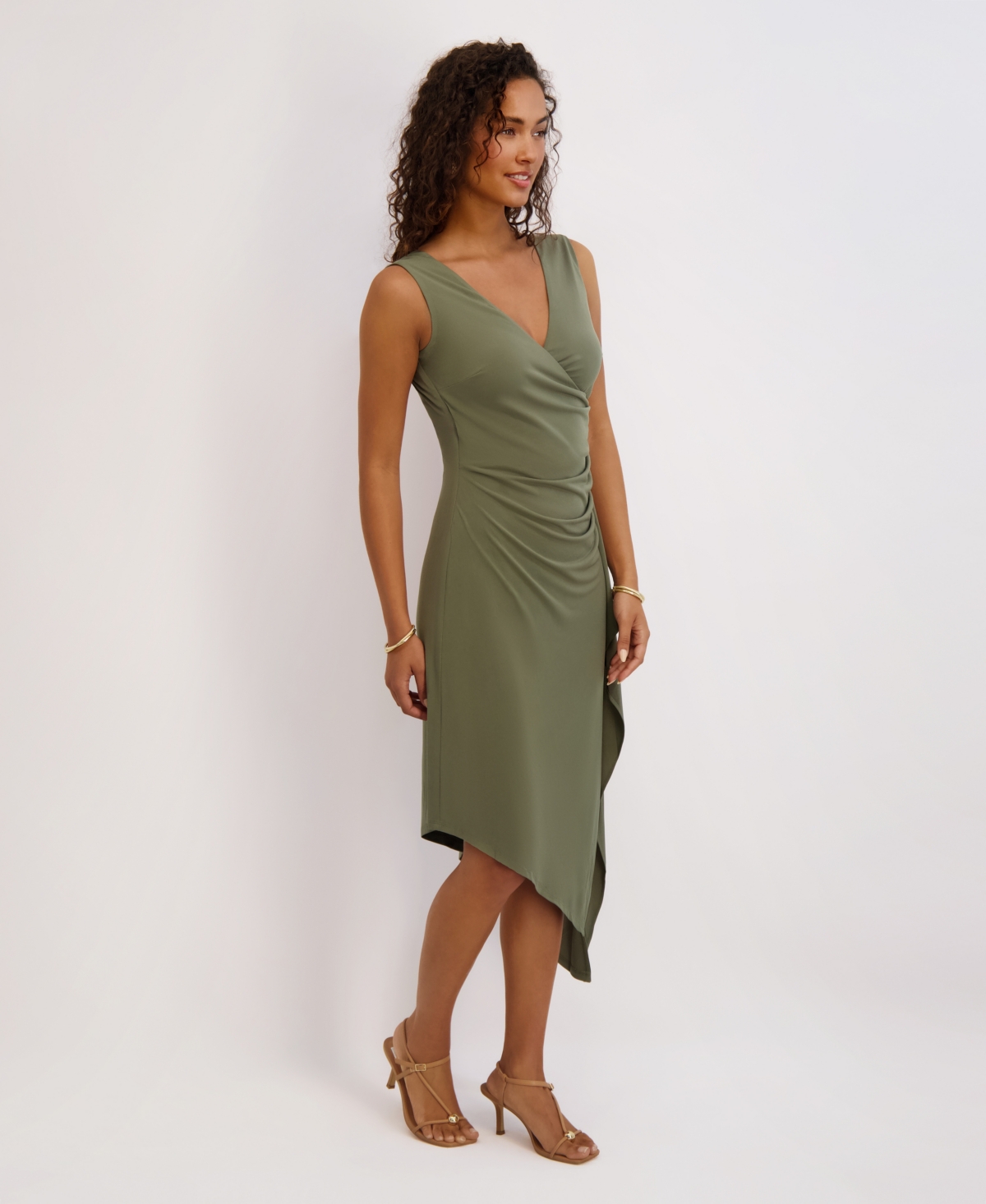 Kensie Women's Asymmetrical Midi Dress In Green