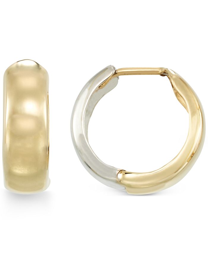Italian Gold Reversible Two-Tone Huggy Earrings in 14k Gold and 14k ...