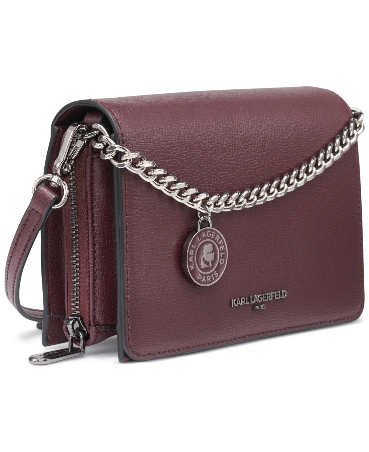 Karl Lagerfeld Lourdes Crossbody With Chain Strap In Purple