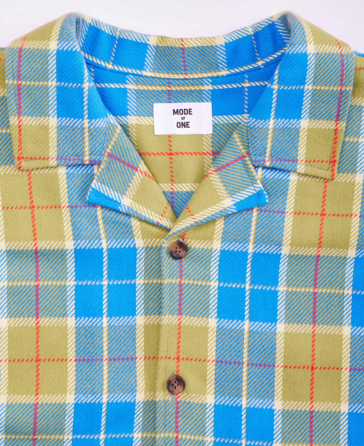 Mode Of One Men's Relaxed-fit Camp-collar Plaid Flannel Shirt, Macy's Exclusive In Blue