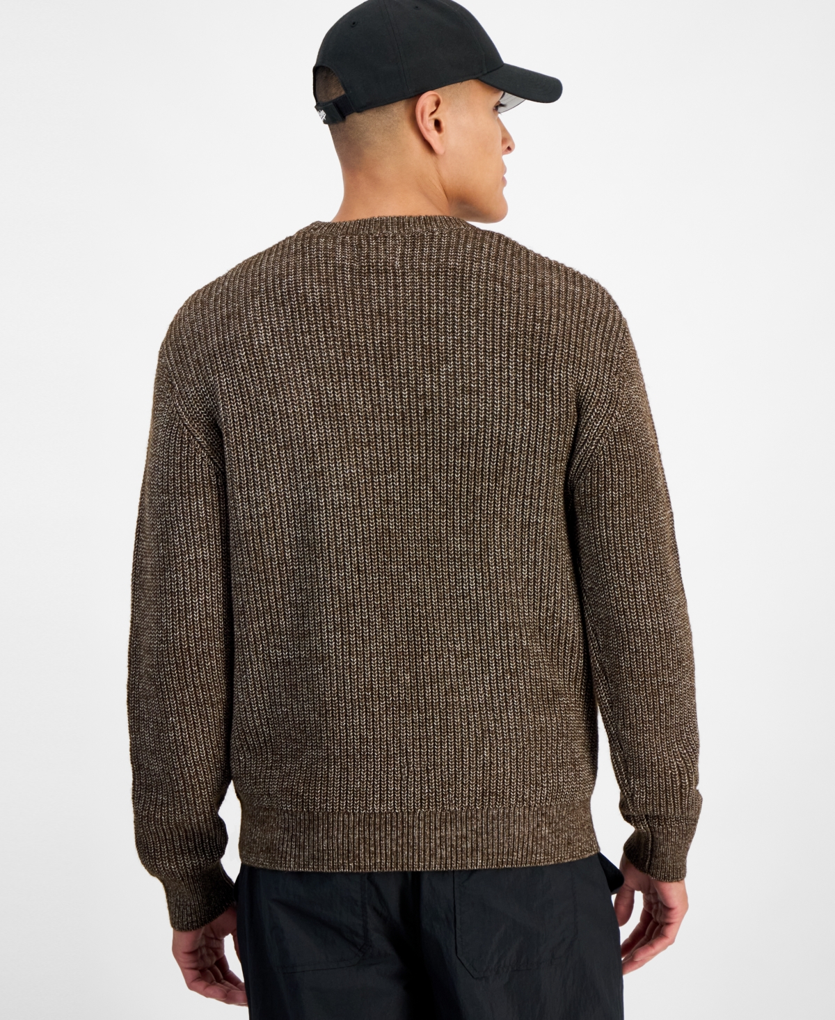 Mode Of One Men's Long-sleeve Relaxed Crewneck Sweater, Created For Macy's In Brown