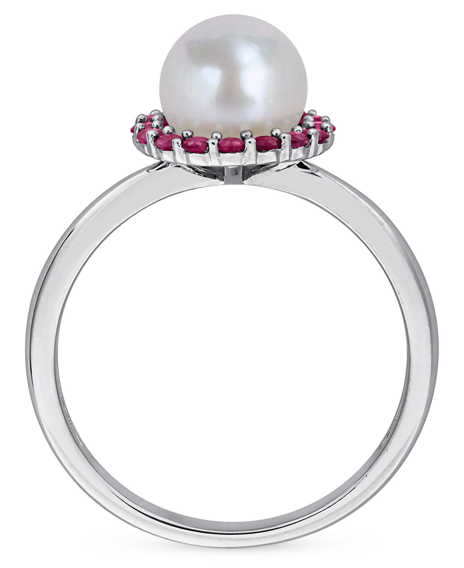 Cultured Freshwater Pearl (7-7.5mm) & Ruby (1/3 ct. t.w.) Ring in Sterling Silver