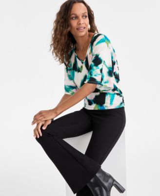 Petite Watercolor-Print Dolman-Sleeve Top, Macy's Exclusive