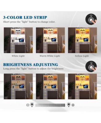 Office study computer desk with charging station and LED lights