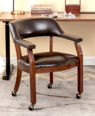 26.25" Faux Leather Take a Seat Dillon Armchair with Wheels