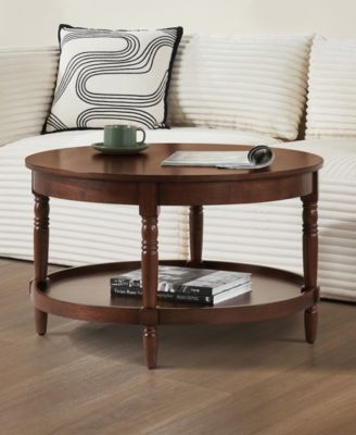 30" Wood French Country Manor No Tools Round Coffee Table