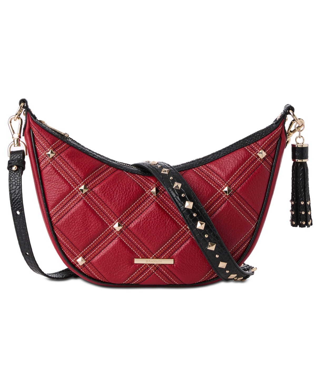 Brahmin Percy Medium Leather Crossbody In Red