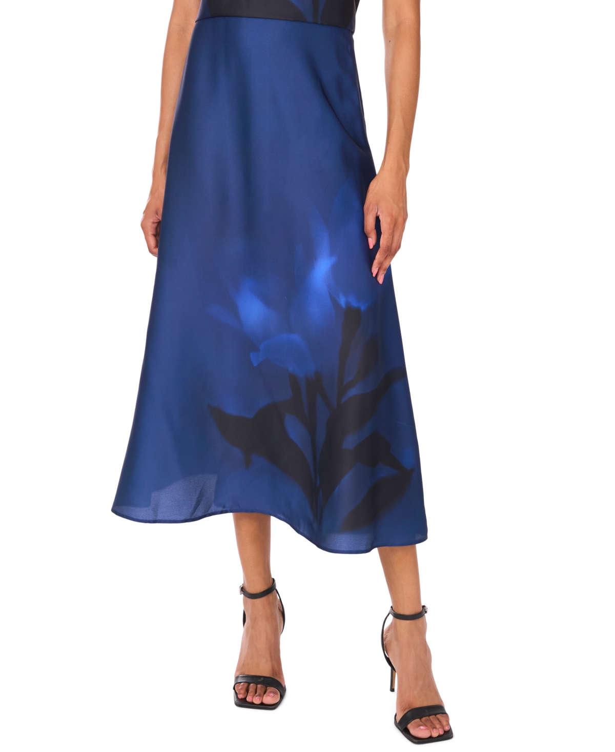 Vince Camuto Women's Placement-print Pull-on Midi Skirt In Blue