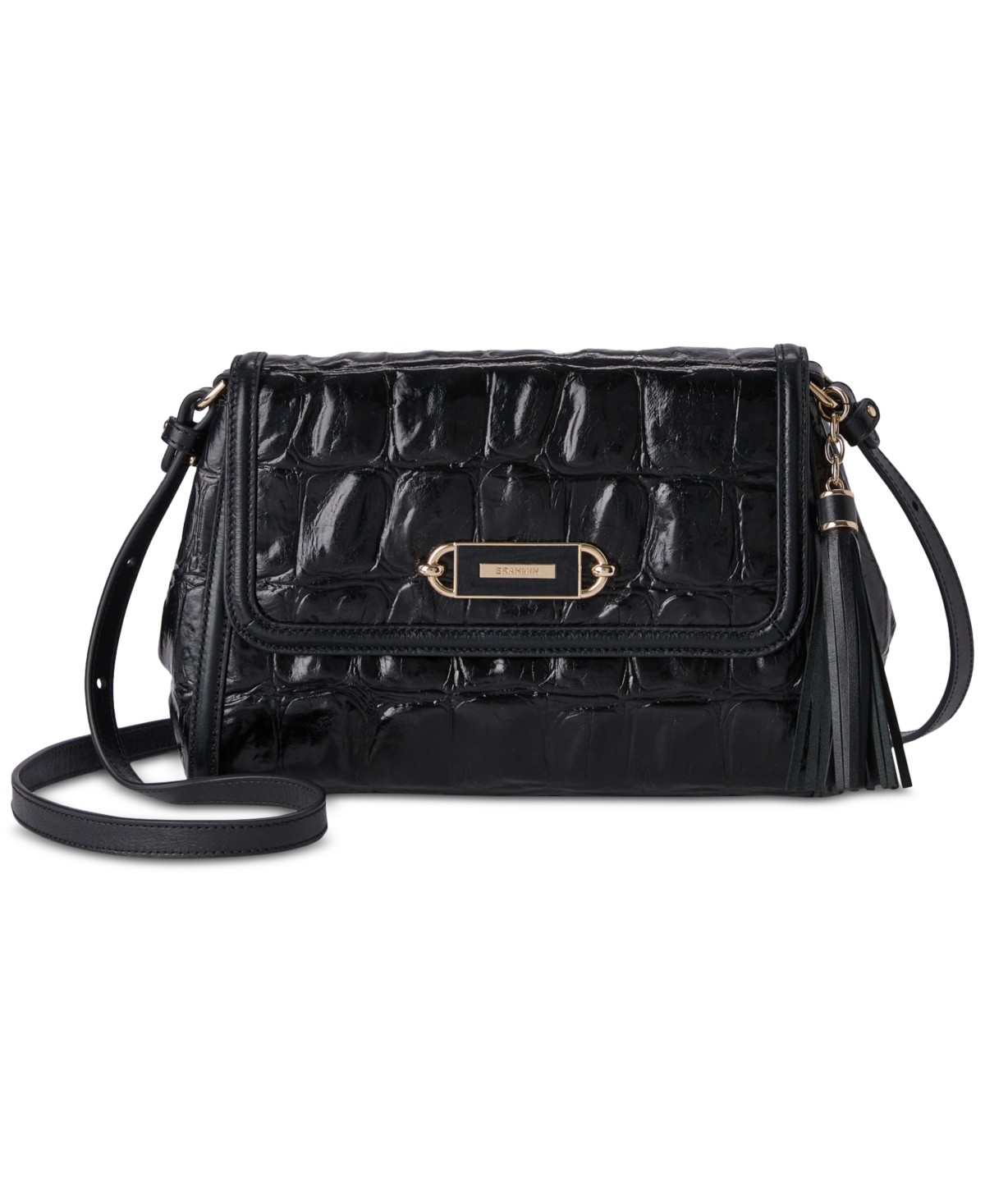 Brahmin Jenah Small Leather Crossbody In Black