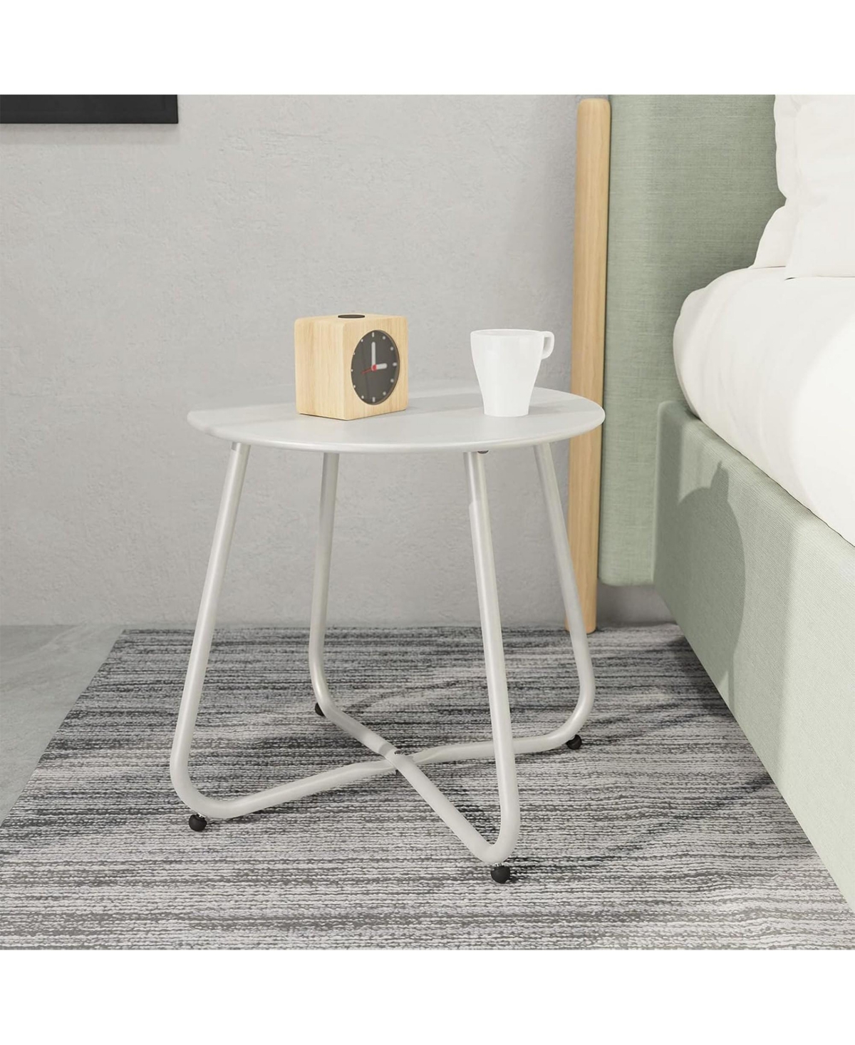 Mondawe 18" Galvanized Patio Steel Side Table,Powder-Coated, Uv/Rust-Proof,W/ Adjustable Foot Pads