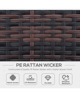 Rat Daybed Patio Furniture Set w/ Adjustable Canopy,