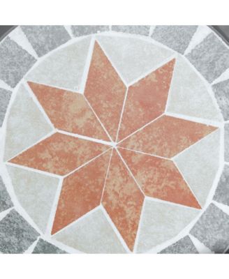 12" Round Patio Outdoor Footstool, Garden Mosaic Accent Side Table, Plant Stand