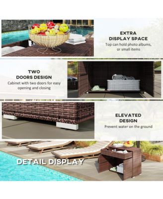 Outdoor Towel Rack for Pool w/ Drawer &amp; Cabinet