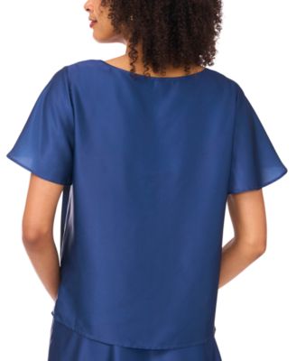 Women's Crewneck Flowy Short-Sleeve Blouse