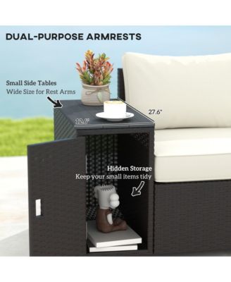 Wicker Outdoor Couch, Patio Sofa with Storage, Cushions