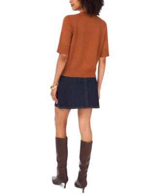 Women's Cozy Mock Neck Short-Sleeve Sweater