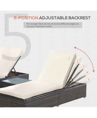 Pool Furniture, 2 Chaise Lounge Chairs & Table, Cushioned,