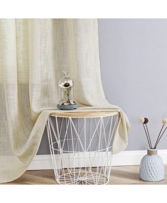 2 Pack Lux Thread Premium Woven Grommet Top Sheer Curtain Panels - Spice