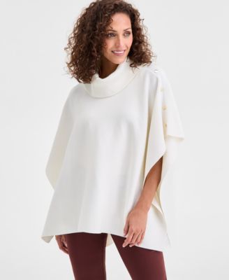 Women's Cowl-Neck Button-Detail Poncho, Macy's Exclusive 