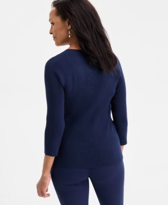 Women's Ribbed Lace-Up Sweater, Macy's Exclusive