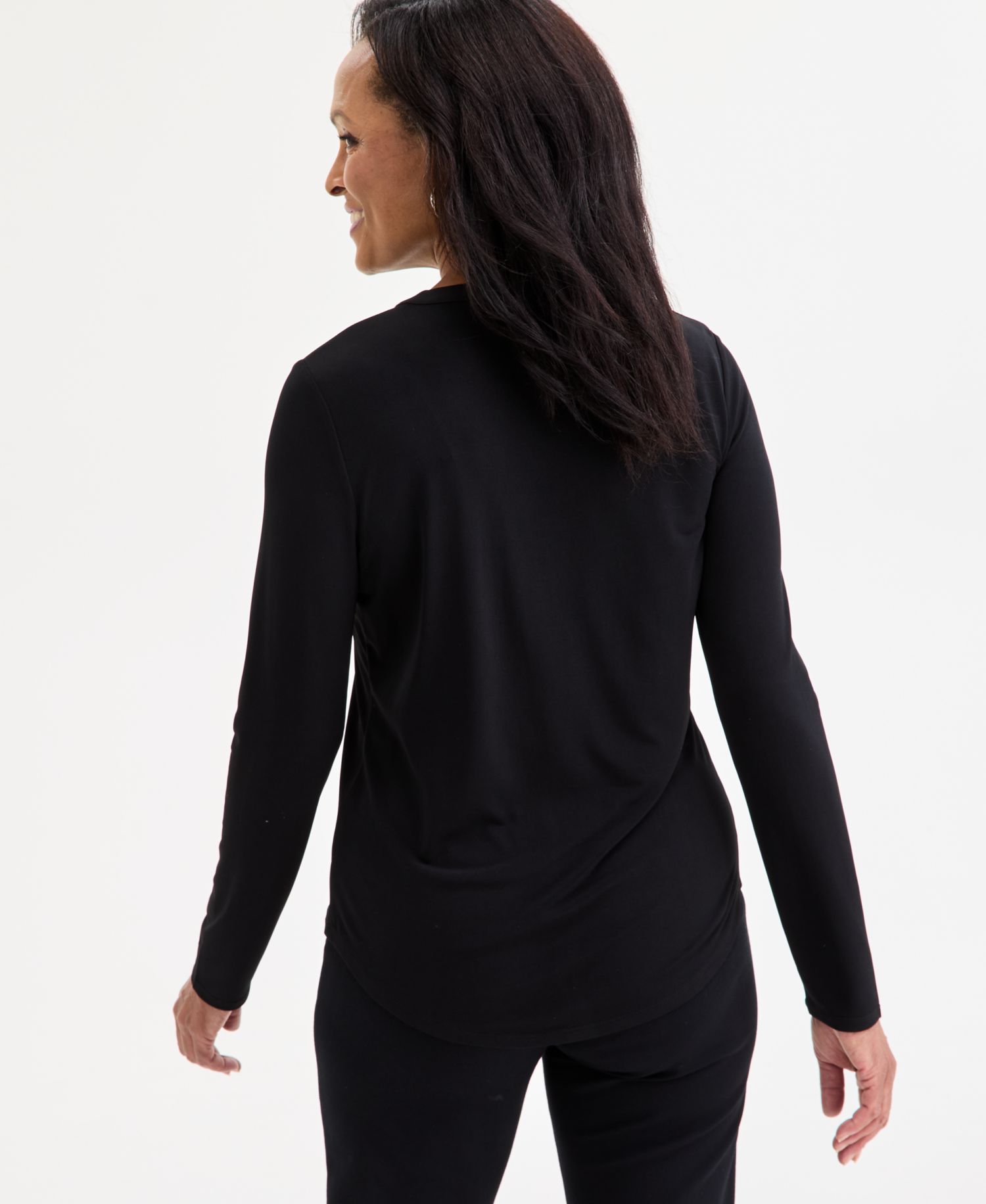 Petite Long-Sleeve Faux-Pocket Long Sleeve Top