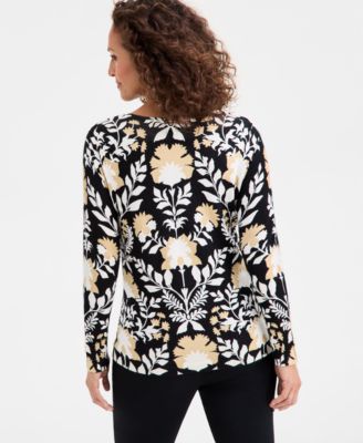Women's Printed Crewneck Sweater, Macy's Exclusive 