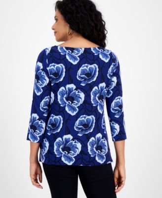 Petite Modern 3/4-Sleeve Boat-Neck Top, Macy's Exclusive