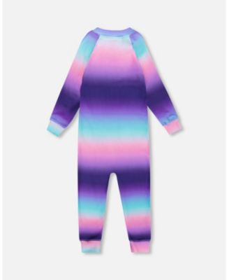 Big Girls One-Piece Thermal Underwear Purple Gradient
