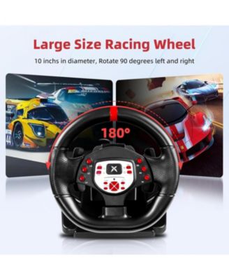 180°Gaming Racing Steering Wheel with Pedals & Dual Motors for PC, Xbox, PS4, Switch – Adjustable Height, Tilt, Vibration, Strong Fixation