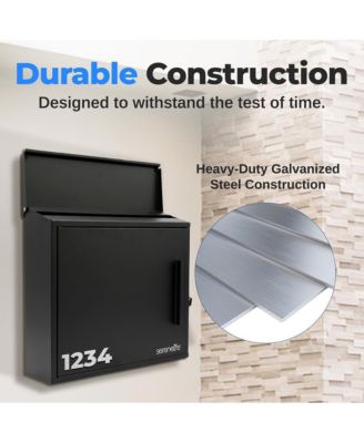 Outdoor Wall Mount Locking Mailbox Apartment Letter Organizer, Includes 2 Keys (Black)