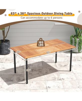 Rectangular Acacia Wood Dining Table w/ 1.9'' Umbrella Hole Patio