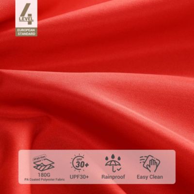 13ft XL Heavy Duty Solid Wood Outdoor Patio Umbrella with Base Parasol Wheels Stand for Bistro Market Table Garden Deck Yard Poolside Red