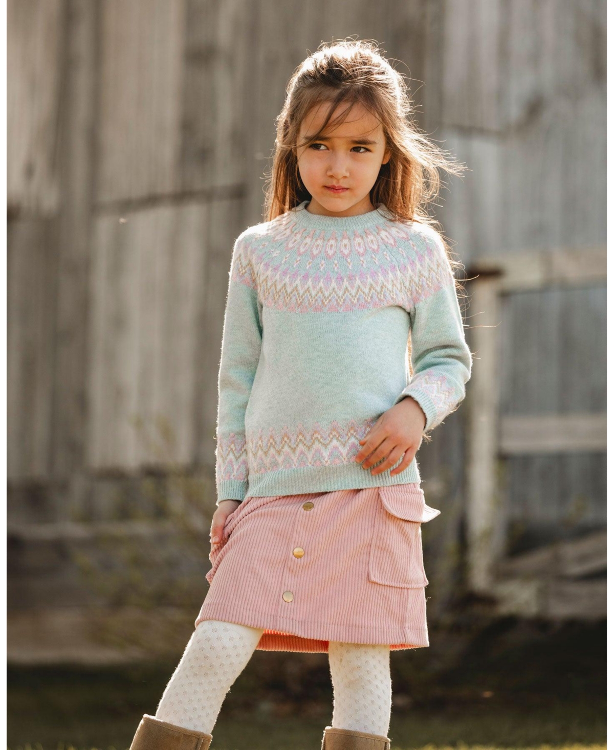Deux par Girl Corduroy Skirt with Cargo Pockets Dusty Pink