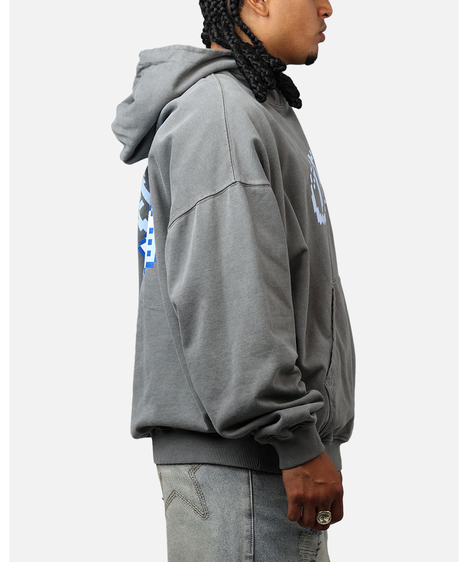Men's Game Over Hoodie Sweatshirt - Washed Charcoal L