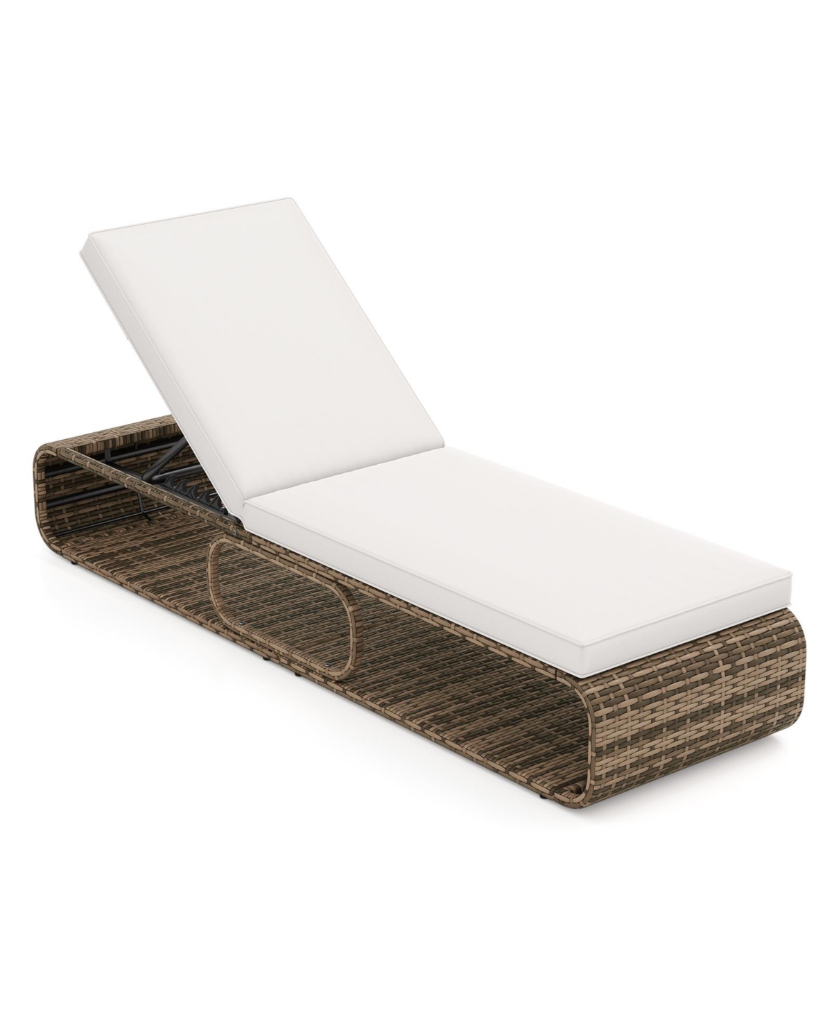 Gymax Set Of 2 Outdoor Chaise Lounge Chair w/ Adjustable Backrest Cushion & Storage