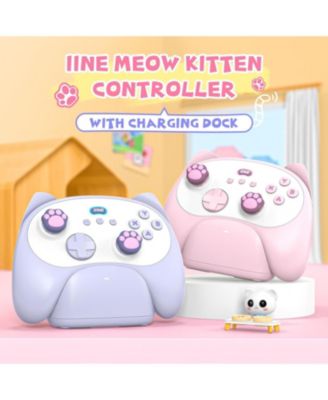 Wireless Controller with Charging Dock – Multi-Platform Gamepad for PC, Switch, Android, iOS, Turbo, Macro, 6-Axis Motion, Rumble, for Small Hands