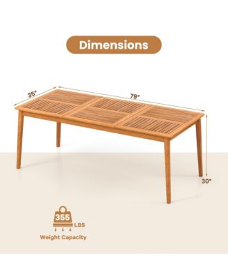 8-Person Outdoor Acacia Wood Dining Table w/ 1.96'' Umbrella Hole Rectangular