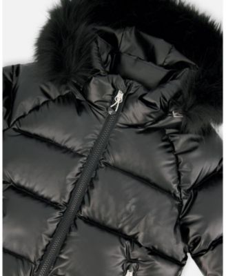 Boy Black Quilted Bomber-Style Winter Coat - Toddler|Child