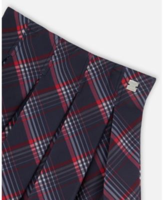 Girl Pleated Milano Skirt Red and Navy Plaid - Child