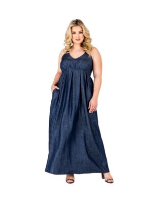 plus size denim halter dress Standards & Practices Tencel Neck Maxi Slip Formal Parties