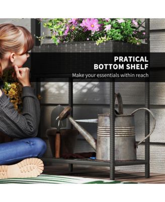 Rat Raised Planter Box with Trellis and Storage Shelf,21.7" L x 10.2" W x 52.4" H