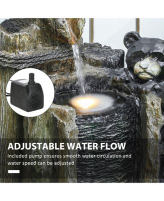 3-Tier 22.8" Outdoor Waterfall Fountain with LED Lights, Pump