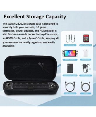 Carrying Storage Case for Switch 2, Durable Hard Shell Messenger Bag, Soft Lining, 8 Game Card Slots, Protective Travel Storage