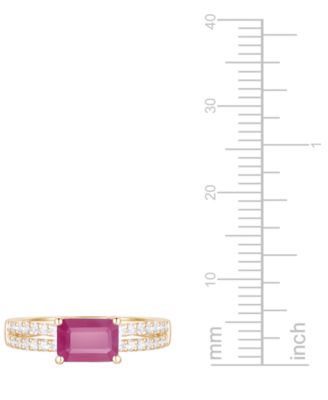Ruby (1 ct. t.w.) & Diamond (1/4 ct. t.w.) Double Row Ring in 14k Gold (Also in Emerald & Sapphire)