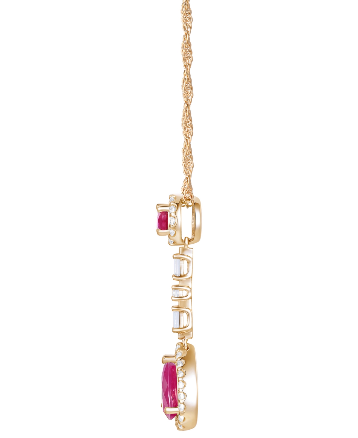 Macy's Ruby (1-1/6 Ct. T.w.) & Diamond (1/4 Ct. T.w.) 18" Lariat Necklace In 14k Gold In Red