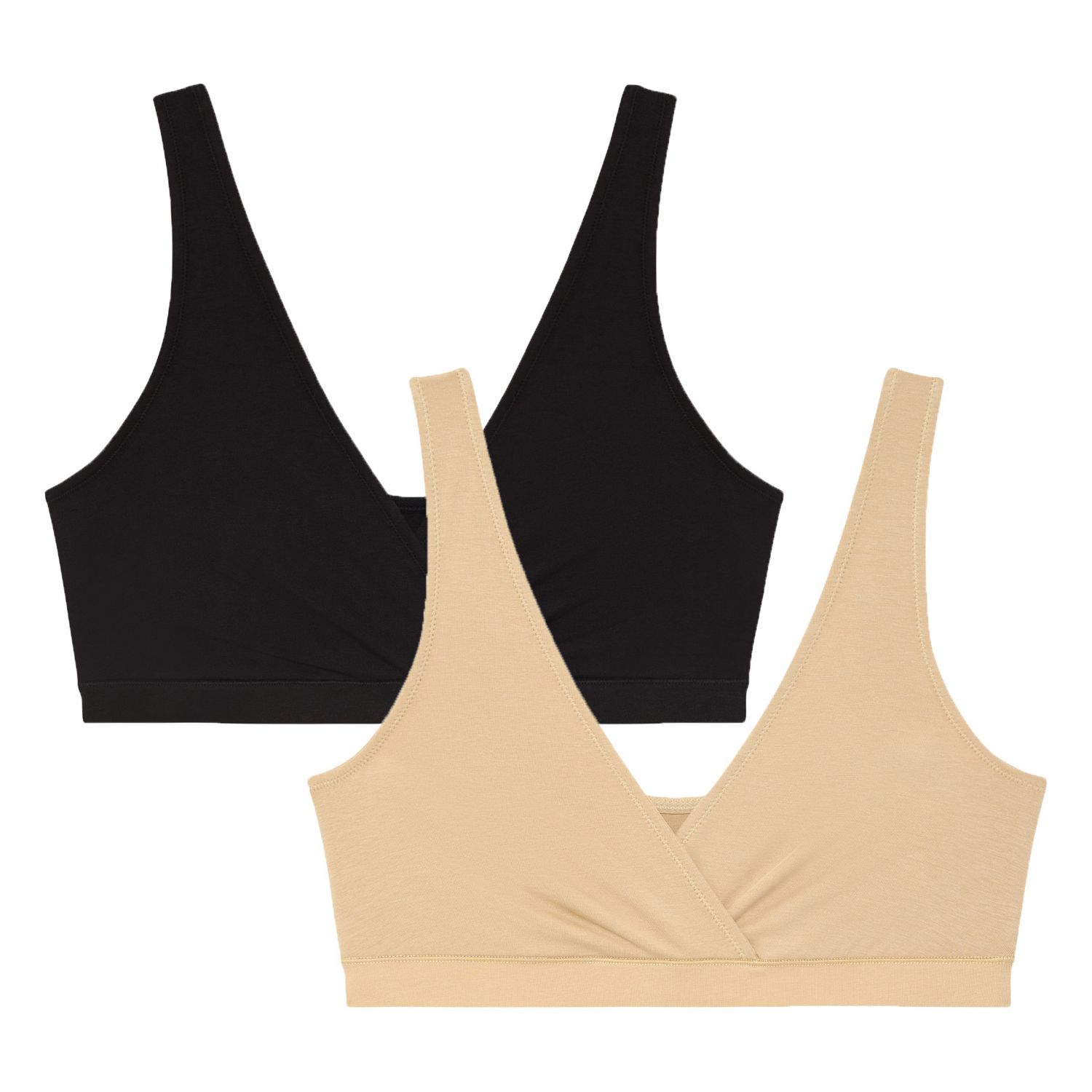 Maternity Motherhood Cotton Wrap Front Nursing Sleep Bralette, 2-Pack