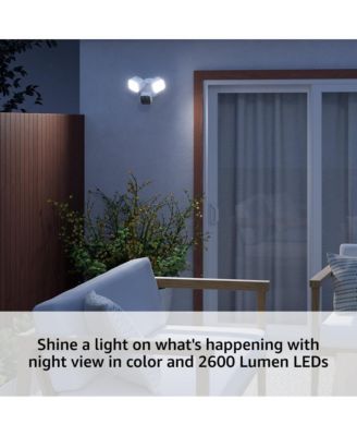 Outdoor Floodlight Wired 1080p Security Camera with Motion Detection, Siren - White