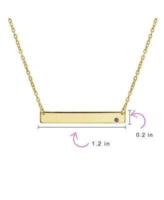Horizontal Sideway Flat Bar Name Plated Pendant Necklace Gold Plated Sterling Silver With Crystal