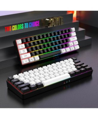 60% Wired Gaming Keyboard, RGB Backlit Ultra Compact Mini Keyboard, Waterproof Mini Compact 61-Key Keyboard for PC/Mac Gamers, Typist, Travel, Easy Travel (Black and white)
